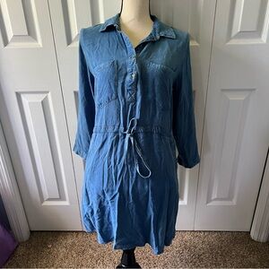 Song of Style Blue Button-Up Dress with Waist Tie Size Medium